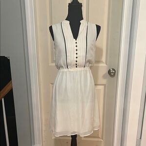 H&M White Sleeveless Mini Dress with Black Accents